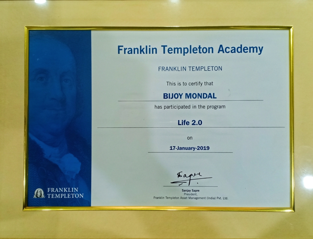 Appreciation Certificate form Franklin Templeton Mutual Fund